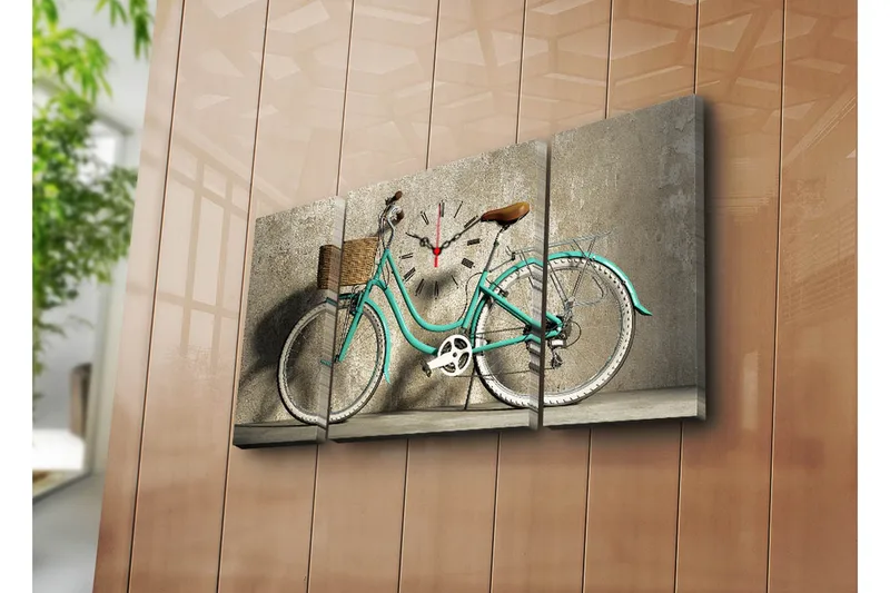 Dekorativ Canvasbilde med Klokke 3 Deler, Flerfarget