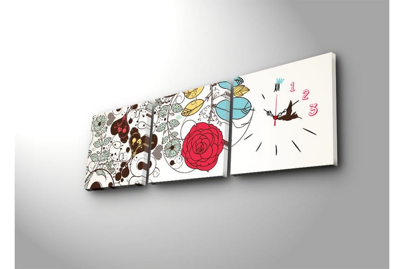 Dekorativ Canvasbilde med Klokke 3 Deler - Flerfarget - Interiør - Veggdekorasjon - Klokker