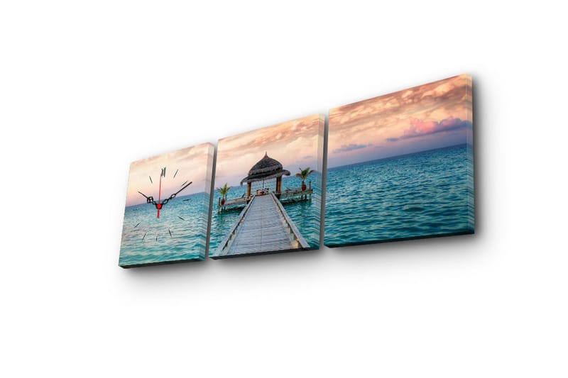 Dekorativ Canvasbilde med Klokke 3 Deler - Flerfarget - Interiør - Veggdekorasjon - Klokker