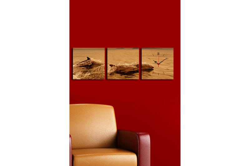 Dekorativ Canvasbilde med Klokke 3 Deler - Flerfarget - Interiør - Veggdekorasjon - Klokker