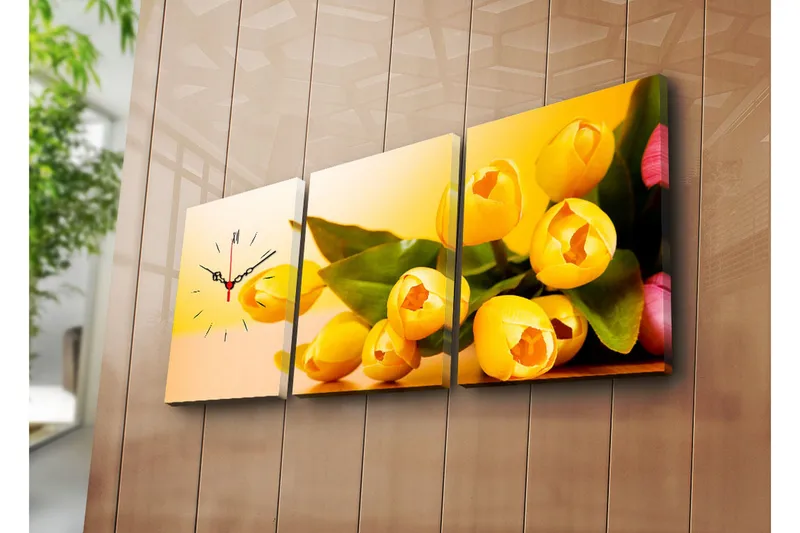 Dekorativ Canvasbilde med Klokke 3 Deler, Flerfarget