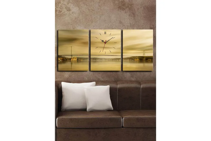 Dekorativ Canvasbilde med Klokke 3 Deler - Flerfarget - Interiør - Veggdekorasjon - Klokker