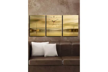 Dekorativ Canvasbilde med Klokke 3 Deler - Flerfarget - Interiør - Veggdekorasjon - Klokker