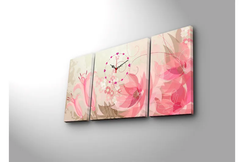 Dekorativ Canvasbilde med Klokke 3 Deler - Flerfarget - Interiør - Veggdekorasjon - Klokker