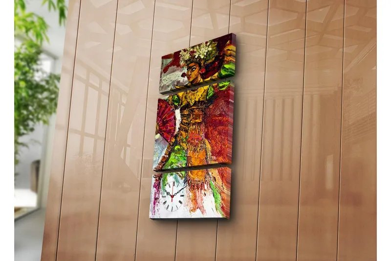 Dekorativ Canvasbilde med Klokke 3 Deler - Flerfarget - Interiør - Veggdekorasjon - Klokker