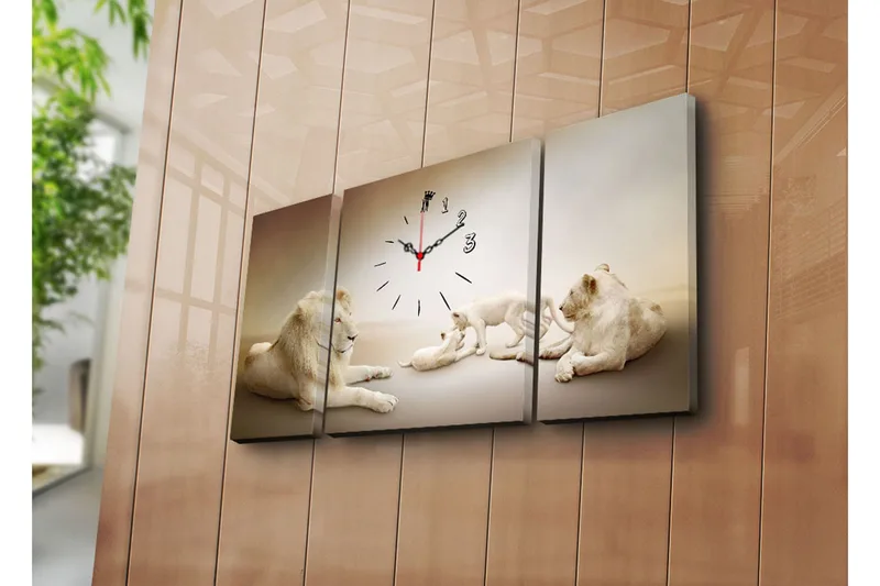 Dekorativ Canvasbilde med Klokke 3 Deler, Flerfarget