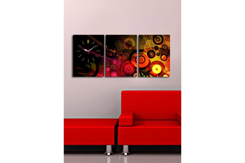 Dekorativ Canvasbilde med Klokke 3 Deler - Flerfarget - Interiør - Veggdekorasjon - Klokker