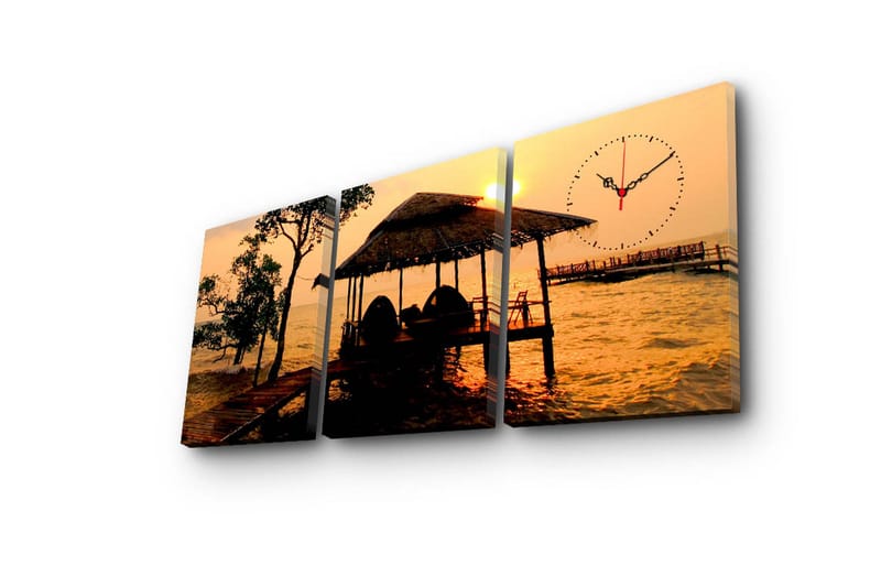 Dekorativ Canvasbilde med Klokke 3 Deler - Flerfarget - Interiør - Veggdekorasjon - Klokker