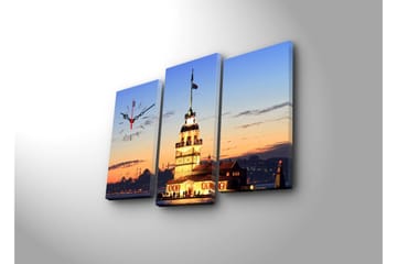 Dekorativ Canvasbilde med Klokke 3 Deler - Flerfarget - Interiør - Veggdekorasjon - Klokker