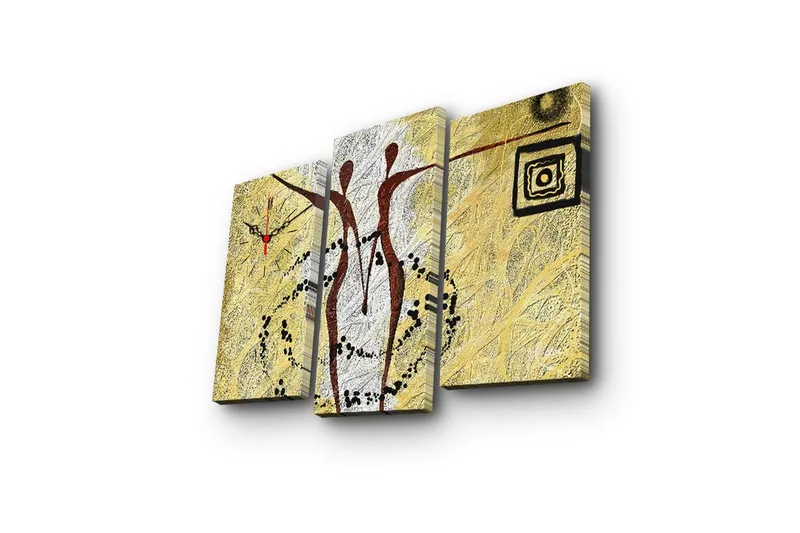 Dekorativ Canvasbilde med Klokke 3 Deler - Flerfarget - Interiør - Veggdekorasjon - Klokker