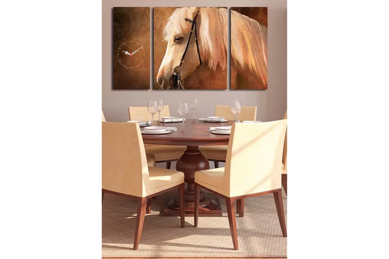 Dekorativ Canvasbilde med Klokke 3 Deler - Flerfarget - Interiør - Veggdekorasjon - Klokker