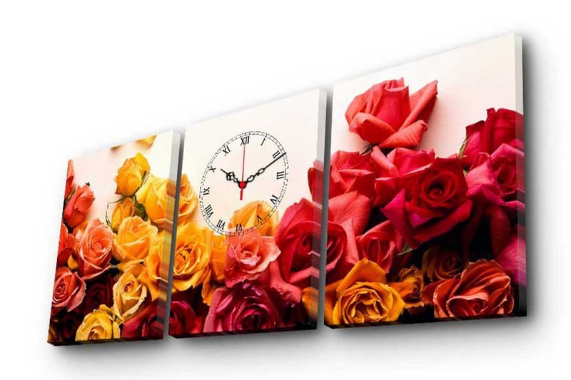Dekorativ Canvasbilde med Klokke 3 Deler, Flerfarget