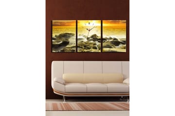 Dekorativ Canvasbilde med Klokke 3 Deler - Flerfarget - Interiør - Veggdekorasjon - Klokker