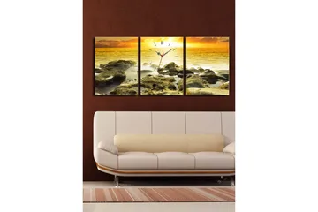 Dekorativ Canvasbilde med Klokke 3 Deler - Flerfarget - Interiør - Veggdekorasjon - Klokker