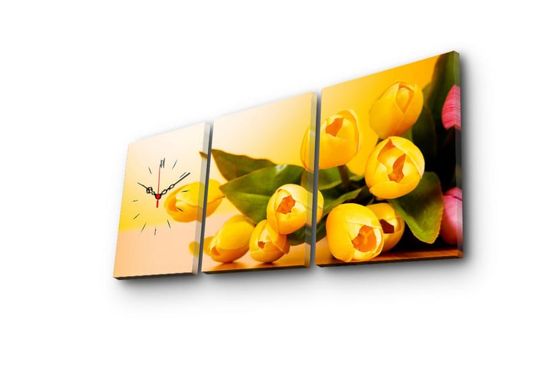 Dekorativ Canvasbilde med Klokke 3 Deler - Flerfarget - Interiør - Veggdekorasjon - Klokker