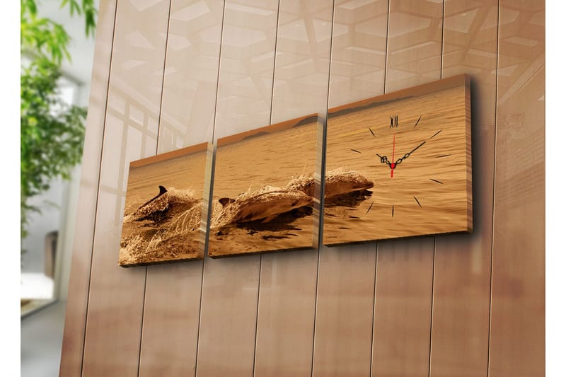 Dekorativ Canvasbilde med Klokke 3 Deler - Flerfarget - Interiør - Veggdekorasjon - Klokker