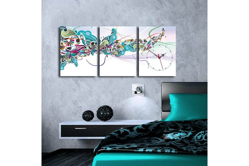 Dekorativ Canvasbilde med Klokke 3 Deler - Flerfarget - Interiør - Veggdekorasjon - Klokker