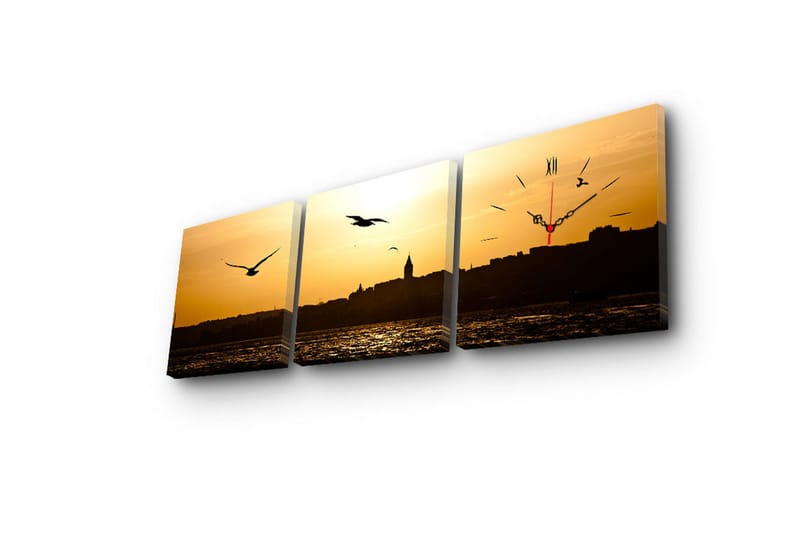 Dekorativ Canvasbilde med Klokke 3 Deler - Flerfarget - Interiør - Veggdekorasjon - Klokker