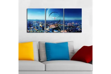 Dekorativ Canvasbilde med Klokke 3 Deler - Flerfarget - Interiør - Veggdekorasjon - Klokker