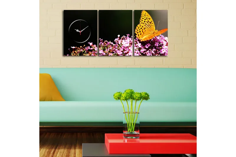 Dekorativ Canvasbilde med Klokke 3 Deler - Flerfarget - Interiør - Veggdekorasjon - Klokker