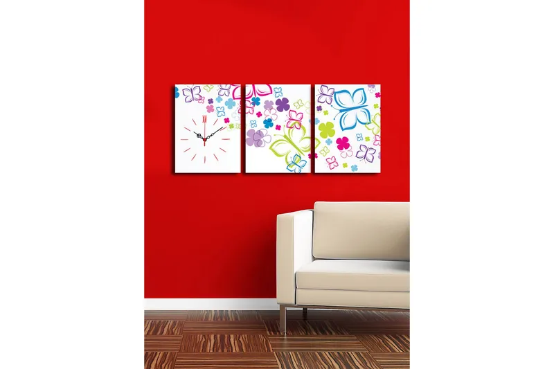 Dekorativ Canvasbilde med Klokke 3 Deler - Flerfarget - Interiør - Veggdekorasjon - Klokker