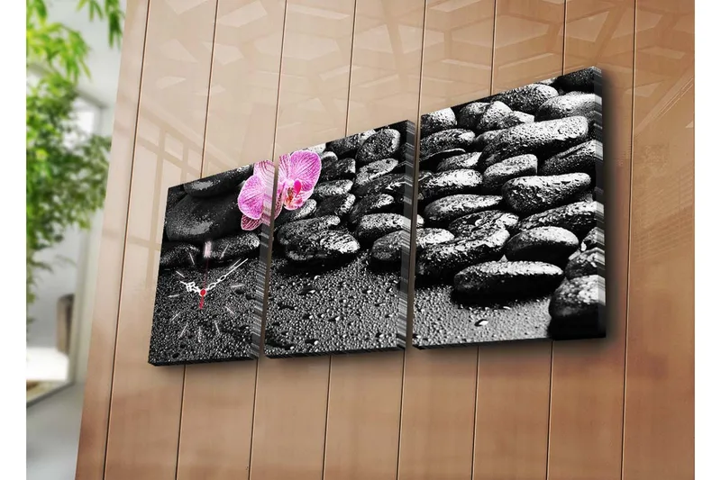 Dekorativ Canvasbilde med Klokke 3 Deler, Flerfarget