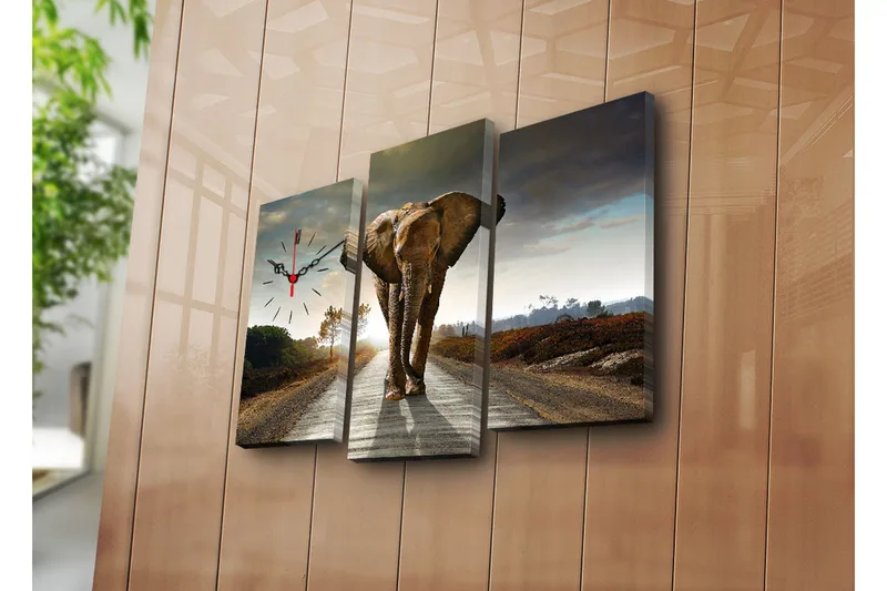 Dekorativ Canvasbilde med Klokke 3 Deler, Flerfarget