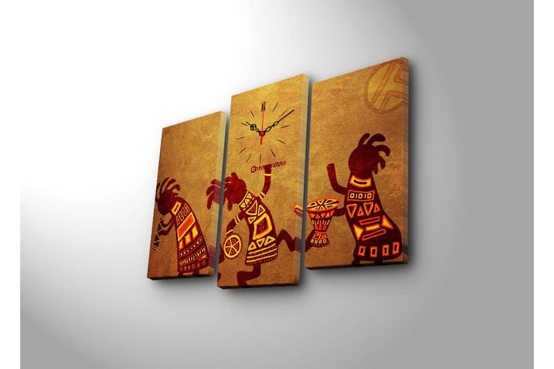 Dekorativ Canvasbilde med Klokke 3 Deler - Flerfarget - Interiør - Veggdekorasjon - Klokker