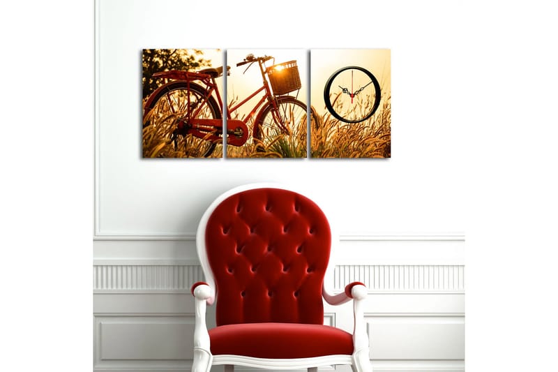 Dekorativ Canvasbilde med Klokke 3 Deler - Flerfarget - Interiør - Veggdekorasjon - Klokker