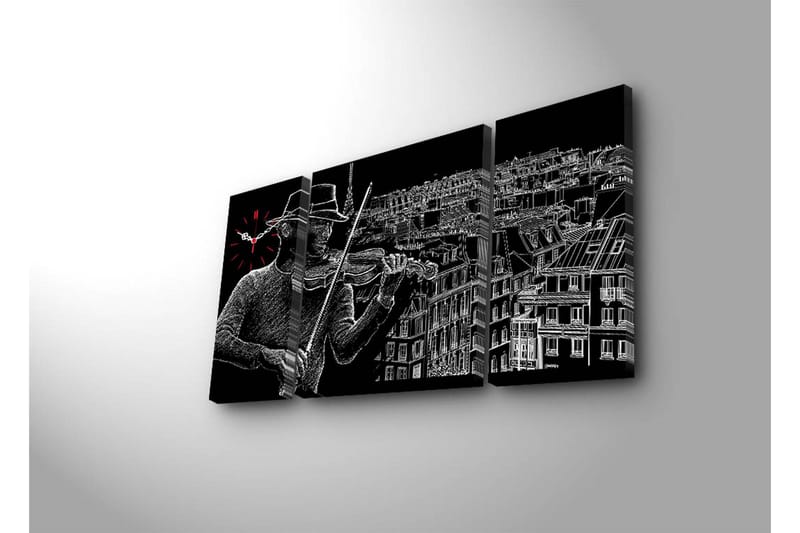 Dekorativ Canvasbilde med Klokke 3 Deler - Flerfarget - Interiør - Veggdekorasjon - Klokker