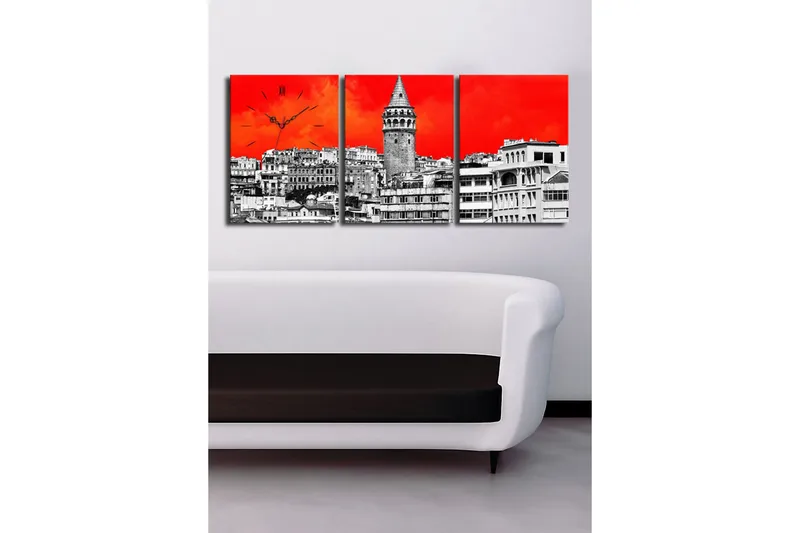 Dekorativ Canvasbilde med Klokke 3 Deler - Flerfarget - Interiør - Veggdekorasjon - Klokker