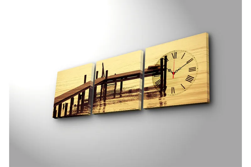 Dekorativ Canvasbilde med Klokke 3 Deler - Flerfarget - Interiør - Veggdekorasjon - Klokker