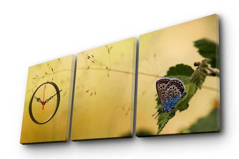 Dekorativ Canvasbilde med Klokke 3 Deler, Flerfarget