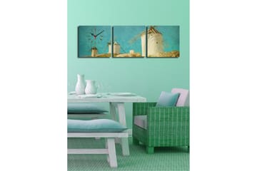 Dekorativ Canvasbilde med Klokke 3 Deler - Flerfarget - Interiør - Veggdekorasjon - Klokker