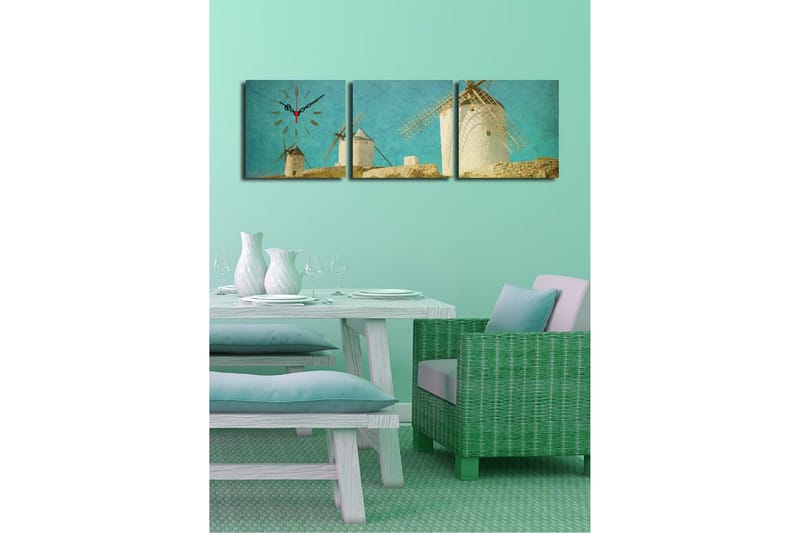 Dekorativ Canvasbilde med Klokke 3 Deler - Flerfarget - Interiør - Veggdekorasjon - Klokker