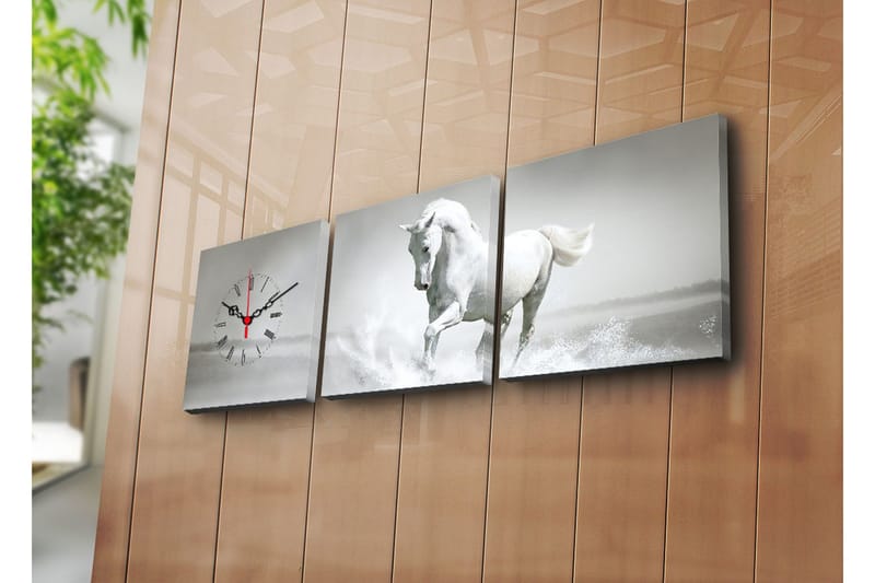 Dekorativ Canvasbilde med Klokke 3 Deler, Flerfarget