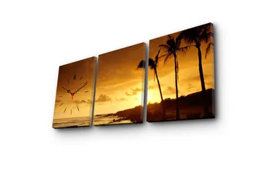 Dekorativ Canvasbilde med Klokke 3 Deler - Flerfarget - Interiør - Veggdekorasjon - Klokker