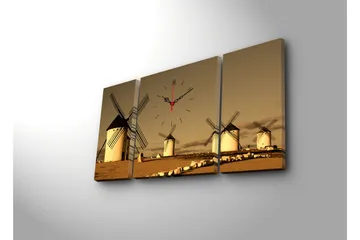 Dekorativ Canvasbilde med Klokke 3 Deler - Flerfarget - Interiør - Veggdekorasjon - Klokker