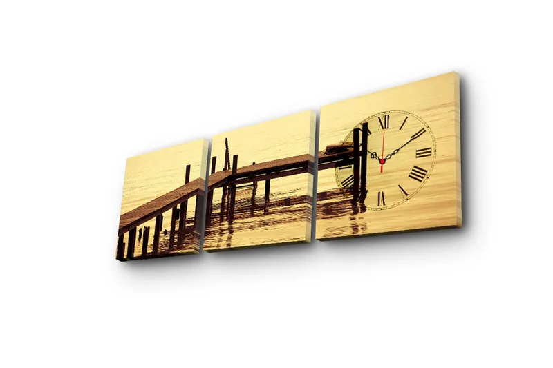 Dekorativ Canvasbilde med Klokke 3 Deler - Flerfarget - Interiør - Veggdekorasjon - Klokker