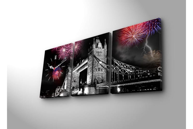 Dekorativ Canvasbilde med Klokke 3 Deler - Flerfarget - Interiør - Veggdekorasjon - Klokker