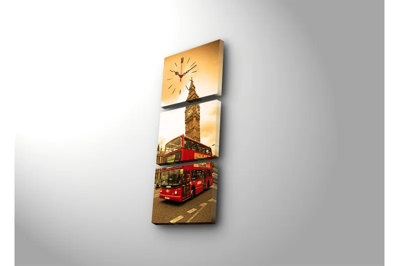 Dekorativ Canvasbilde med Klokke 3 Deler - Flerfarget - Interiør - Veggdekorasjon - Klokker