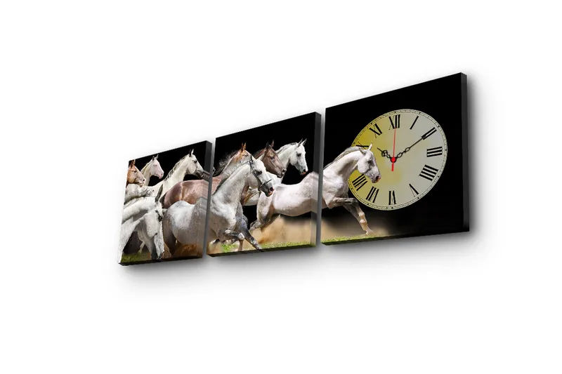 Dekorativ Canvasbilde med Klokke 3 Deler - Flerfarget - Interiør - Veggdekorasjon - Klokker