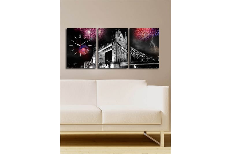 Dekorativ Canvasbilde med Klokke 3 Deler - Flerfarget - Interiør - Veggdekorasjon - Klokker