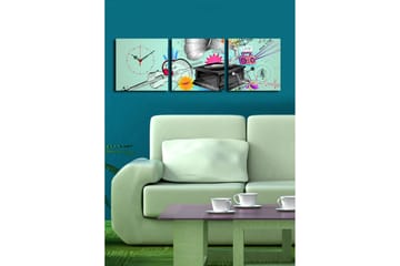 Dekorativ Canvasbilde med Klokke 3 Deler - Flerfarget - Interiør - Veggdekorasjon - Klokker