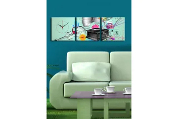 Dekorativ Canvasbilde med Klokke 3 Deler - Flerfarget - Interiør - Veggdekorasjon - Klokker