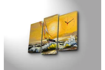 Dekorativ Canvasbilde med Klokke 3 Deler - Flerfarget - Interiør - Veggdekorasjon - Klokker