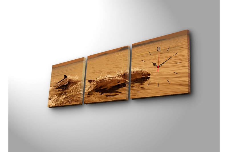 Dekorativ Canvasbilde med Klokke 3 Deler - Flerfarget - Interiør - Veggdekorasjon - Klokker