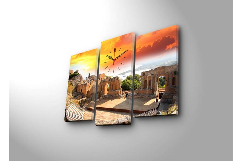 Dekorativ Canvasbilde med Klokke 3 Deler - Flerfarget - Interiør - Veggdekorasjon - Klokker