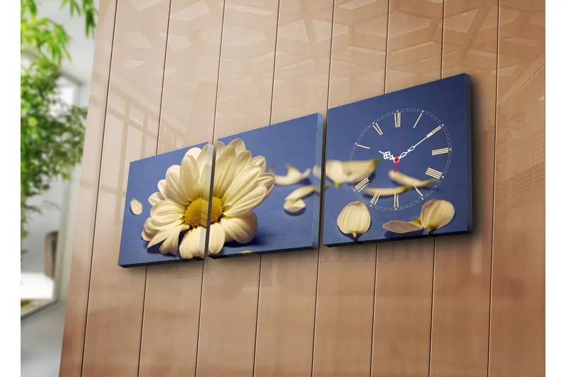 Dekorativ Canvasbilde med Klokke 3 Deler, Flerfarget