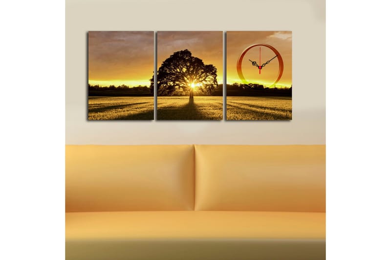 Dekorativ Canvasbilde med Klokke 3 Deler - Flerfarget - Interiør - Veggdekorasjon - Klokker